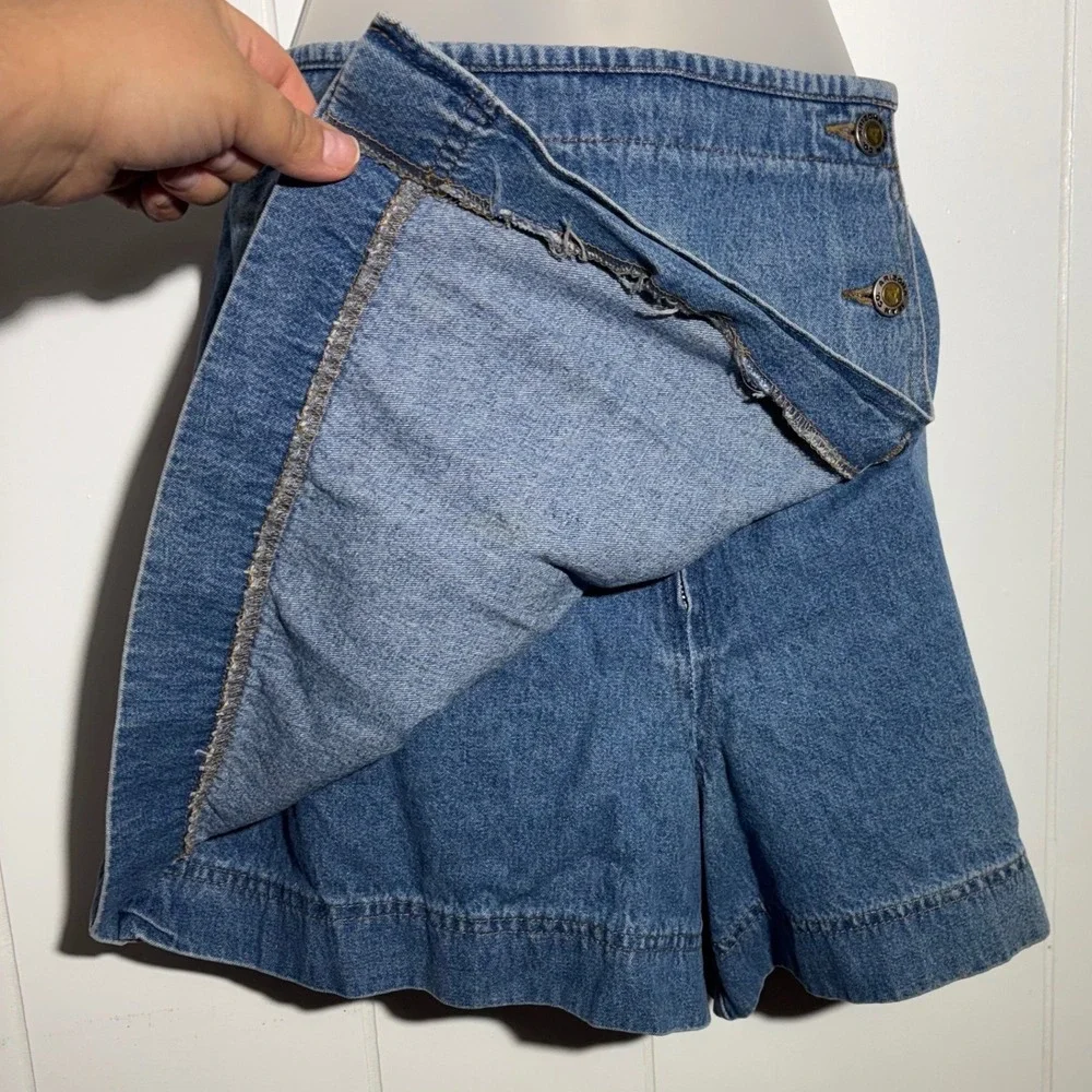 Y2K Arizona Vintage Denim Skort Medium Wash Button Wrap Sz 13 Retro Indie Preppy